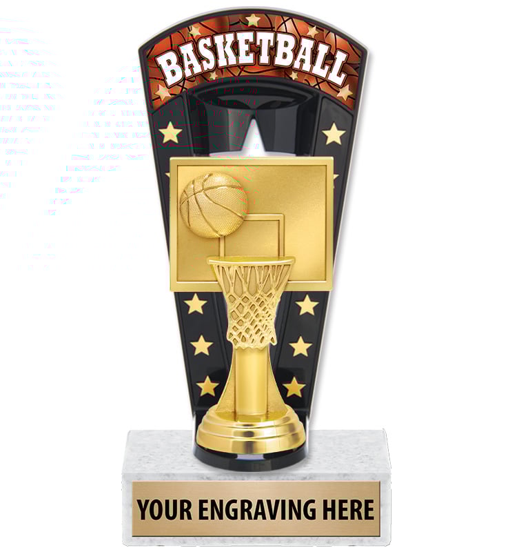 7 3/4" Basketball Banner Backdrop Trophies