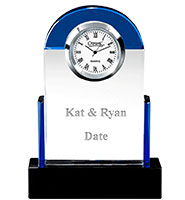 Dome Sapphire & Onyx Crystal Clock