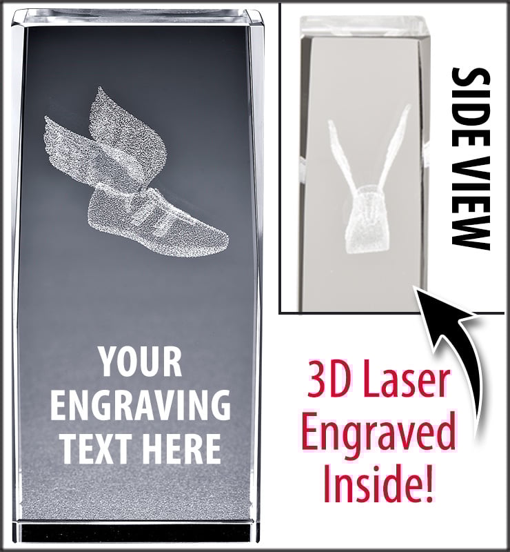Winged Foot 3D Laser Crystal