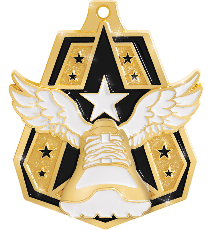 2" Winged Foot Shiny Captain Medals