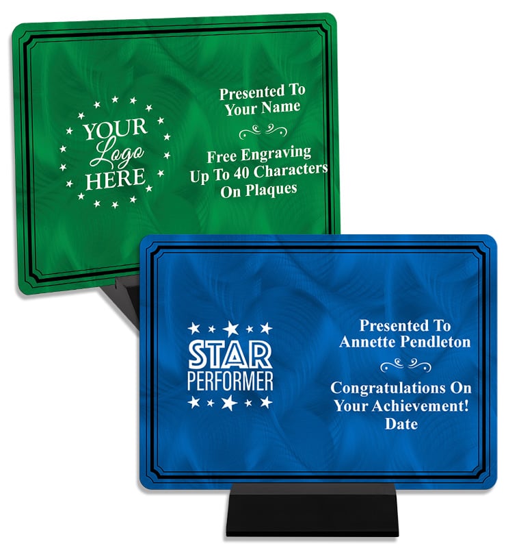 Horizontal Color Metal Plaque On Stand