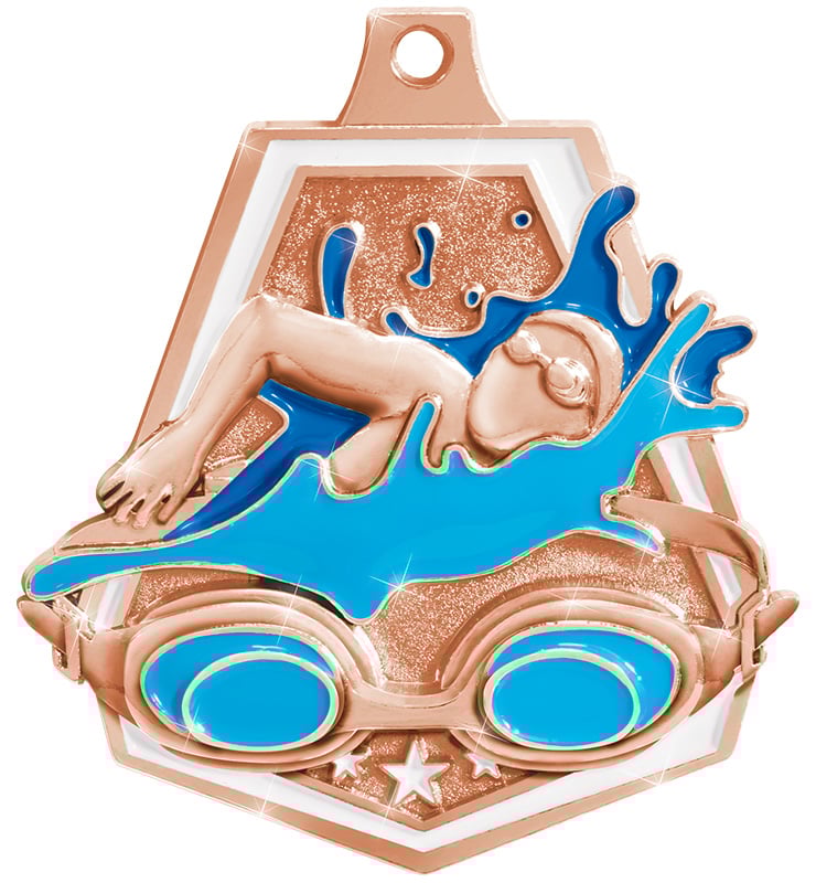 2" Bronze Swim Shiny Captain Medal