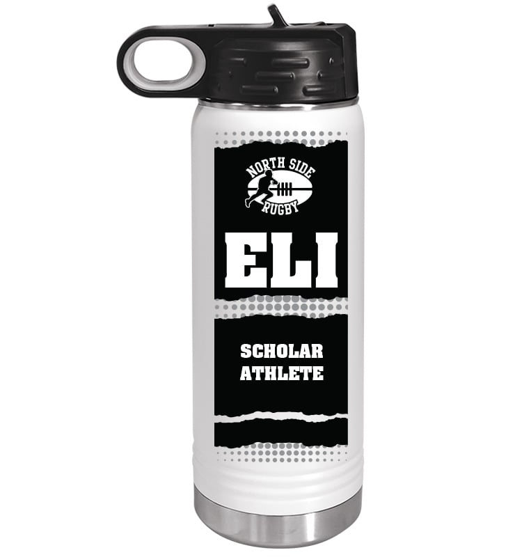 White School Spirit Water Bottle 20oz - Black White
