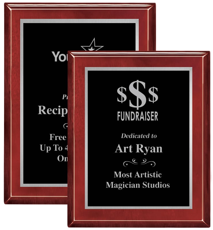 Glossed Rosewood Silver Border Plaques