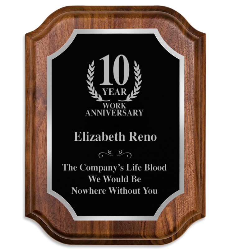 Walnut Lifetime Silver Border Plaque