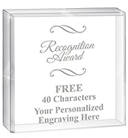 Crystal Standing Square Paperweight