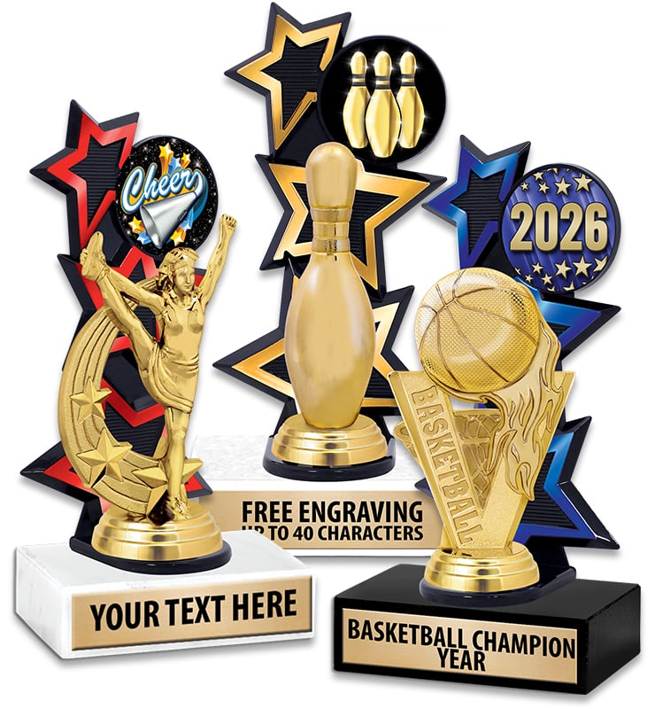 Three Star Backdrop Insert Trophies