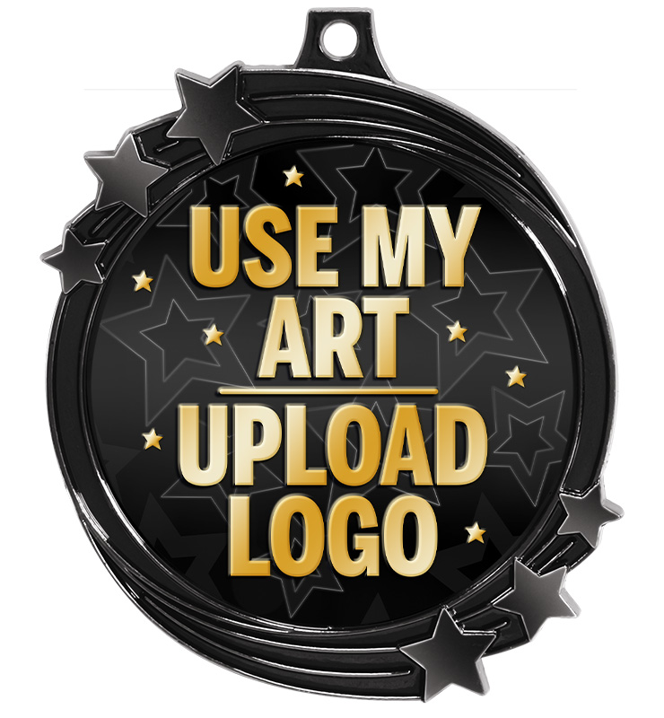 2 1/2" Black Nickel Shooting Star Medal