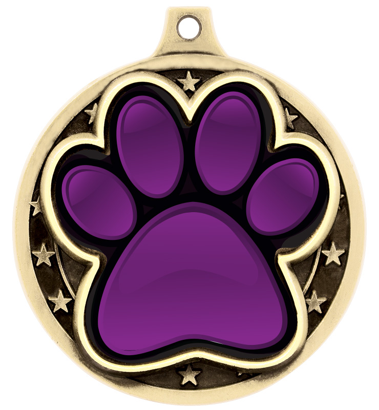 2" Purple Paw Print Medal