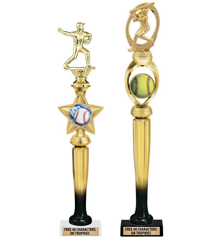 18"-20" Gold And Black Baseball Bat Column Insert Riser Trophy