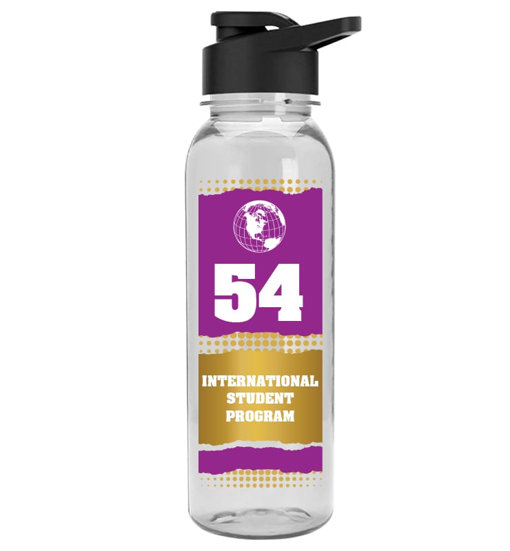 Clear School Spirit Water Bottle 24oz - Purple Gold