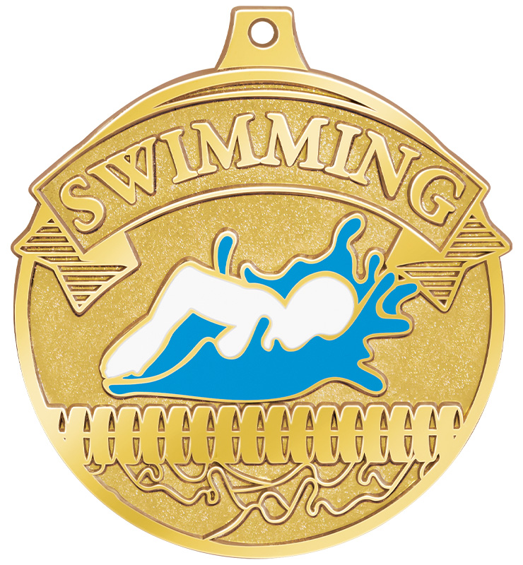 2 1/4" Gilded Swimming Medal