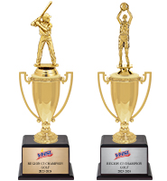 15" Gold Metal Cup Trophy With Figure