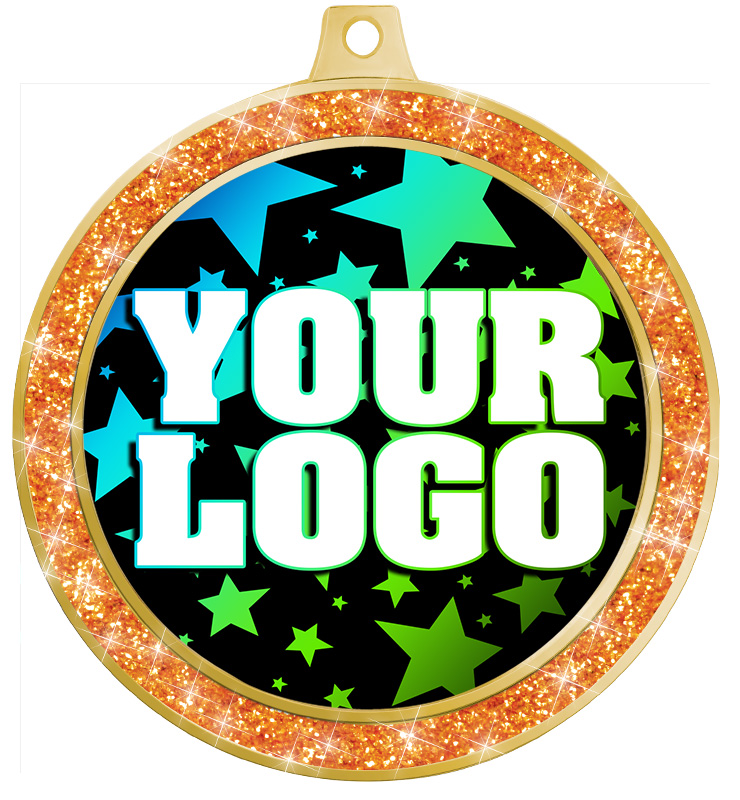 2 1/2" Orange Glitter Insert Medal