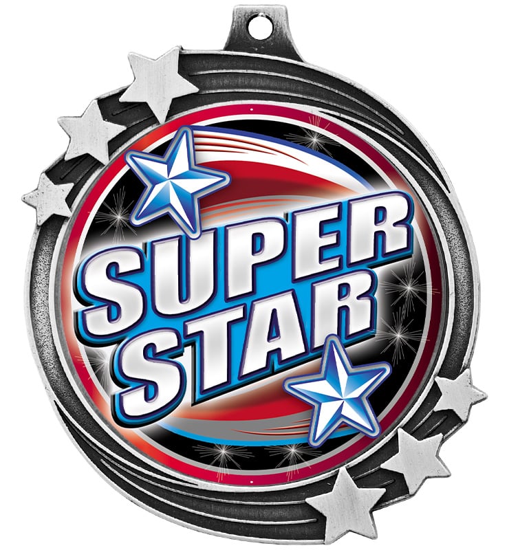 2 1/2" Silver Shooting Star Medal