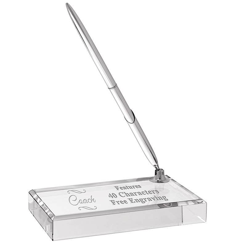 Crystal Paperweight Pen Set