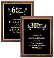 Years Of Service Recognition Plaque With Stars