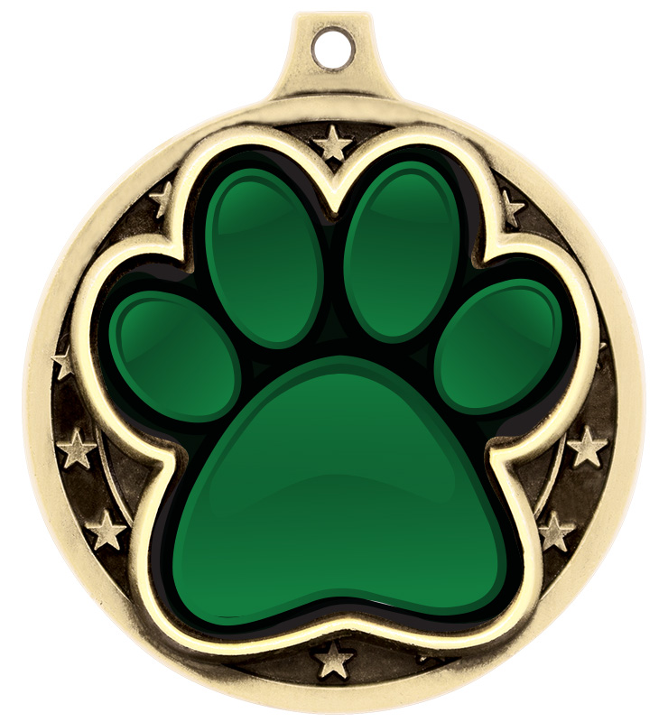 2" Green Paw Print Medal