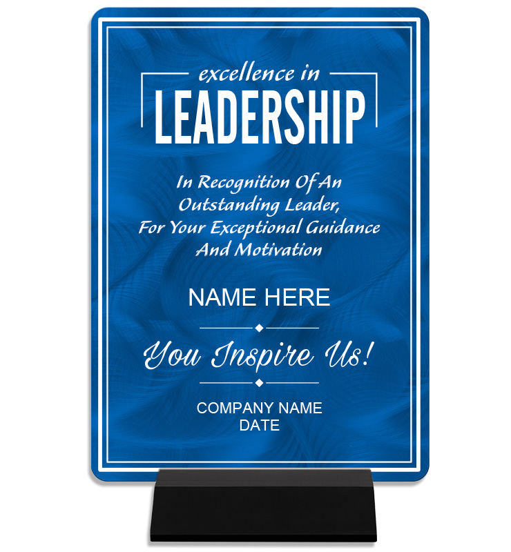 Leadership Metal Plaque On Stand