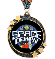 2 1/2" Black Glitter Shooting Star Medal