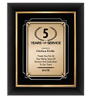 Years Of Service Gold Decor Frame Plaque
