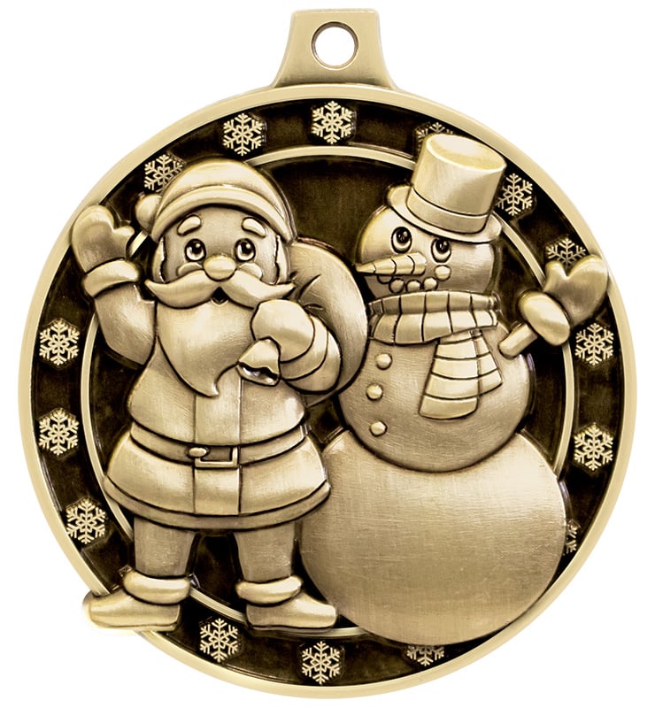 2" Santa and Snowman Medal