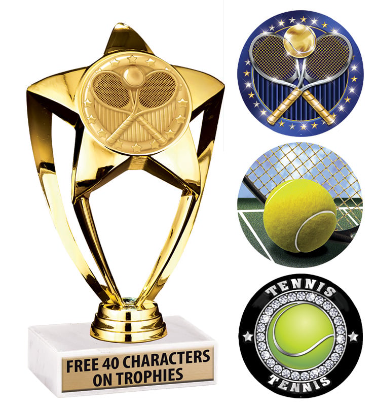 6" Gold and Silver Star Insert Tennis Trophies