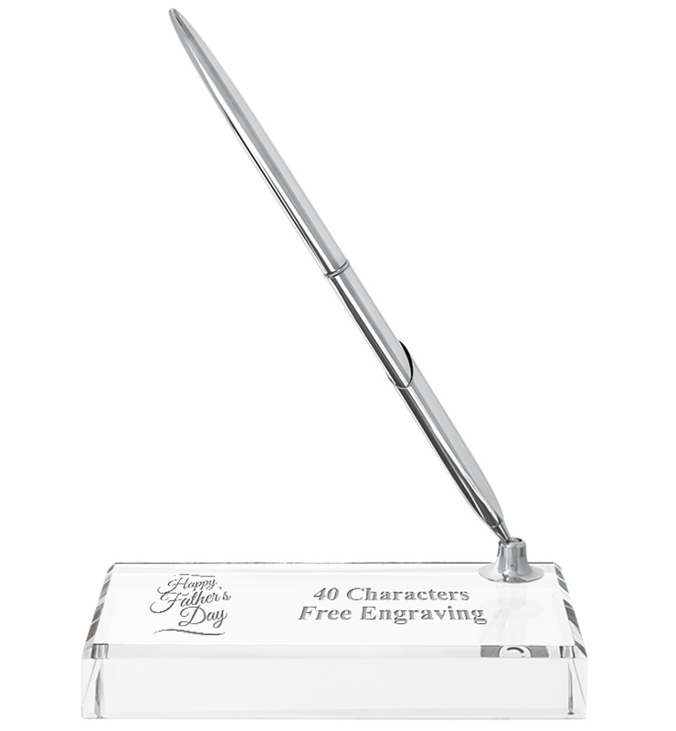 Crystal Paperweight Pen Set