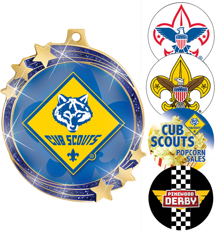 2 1/2" Blue Glitter Shooting Star Medal