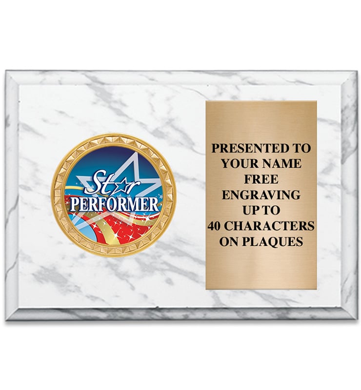 White Marbleized Horizontal Insert Plaque