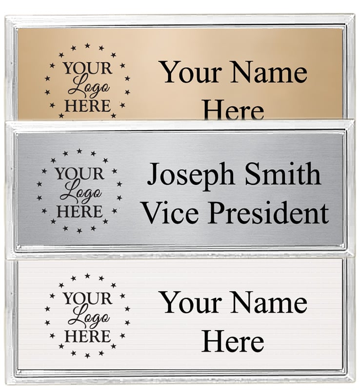 Small Rectangle Silver Frame Badge