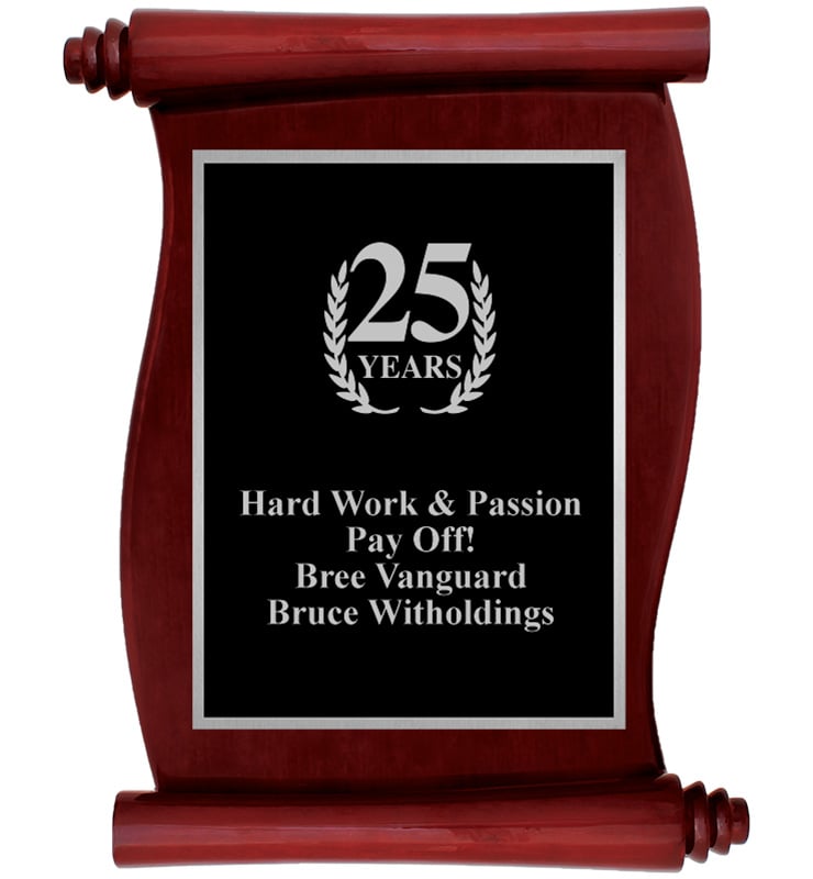 Scroll Rosewood Silver Border Plaque