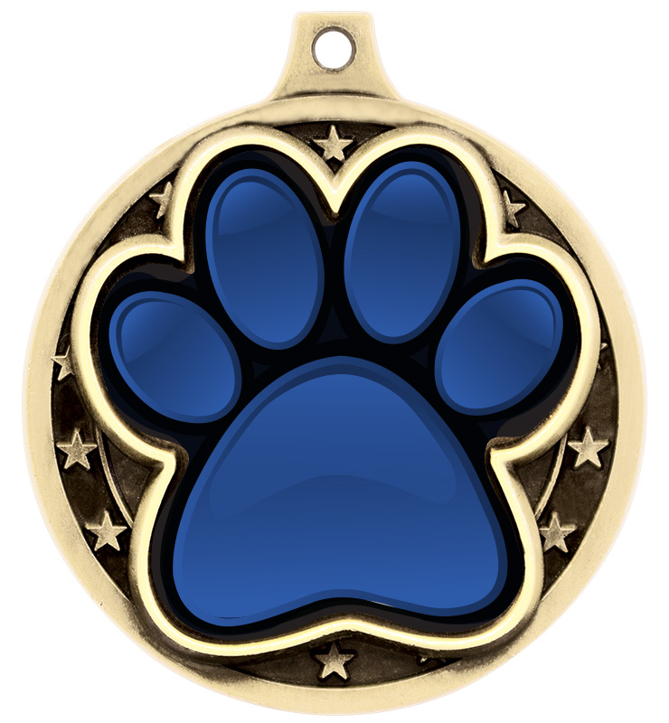 2" Blue Paw Print Medal