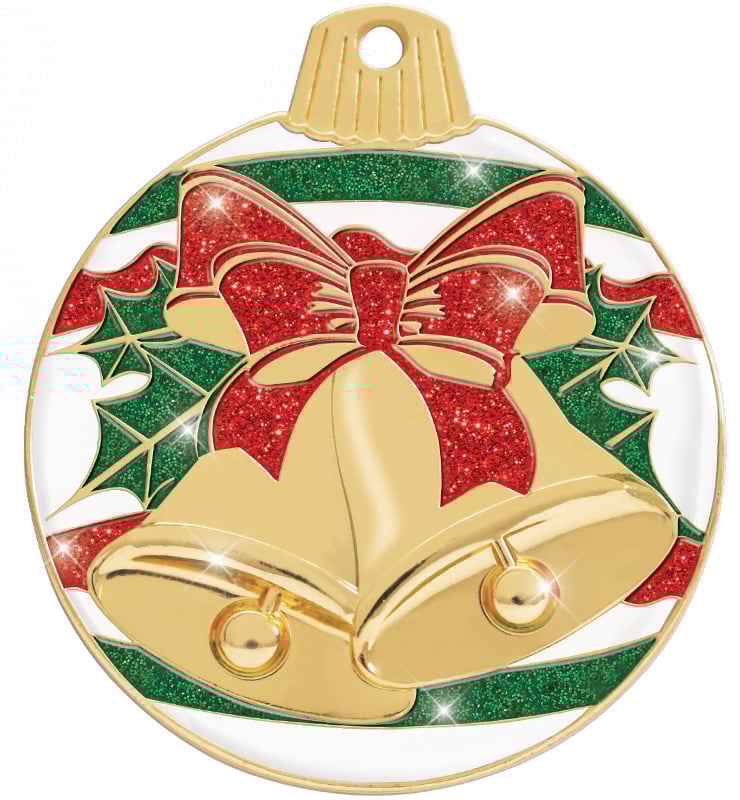 2" Jingle Bells Glitter Medal