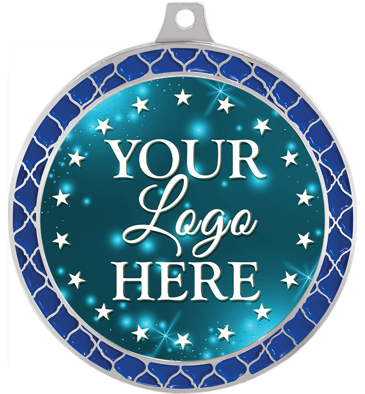 2 1/2" Blue Trellis Insert Medal