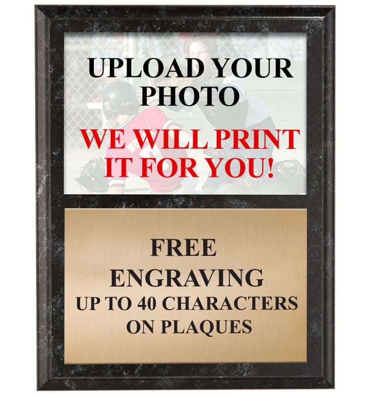 Upload Your Photo Black Marbleized Vertical Plaque