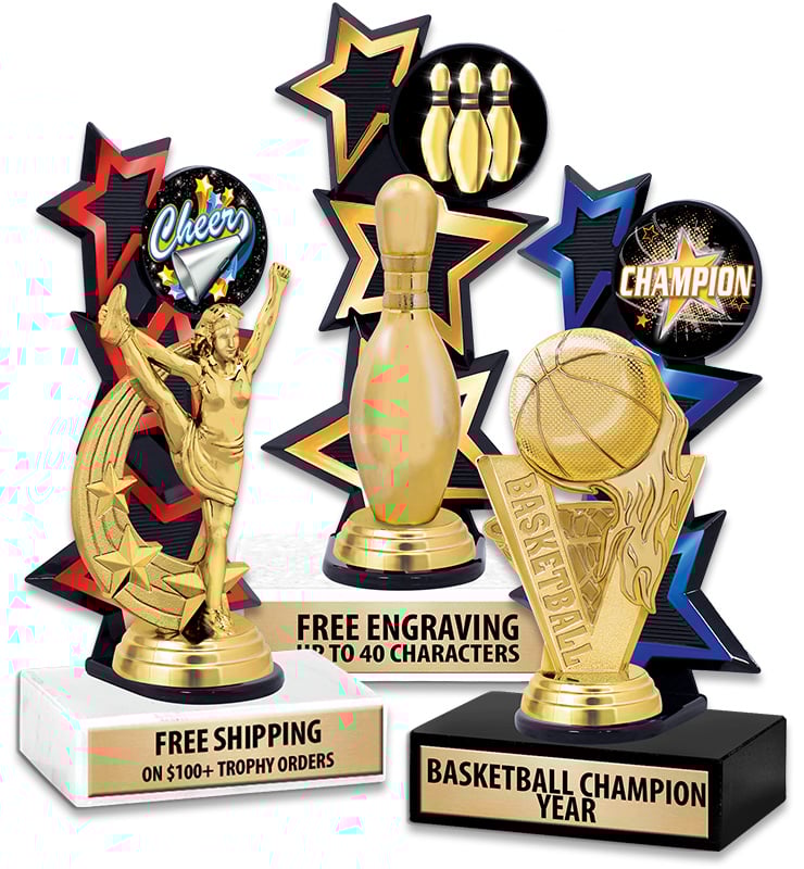 Three Star Backdrop Insert Trophies