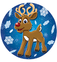 2" Reindeer With Snowflakes Sticker