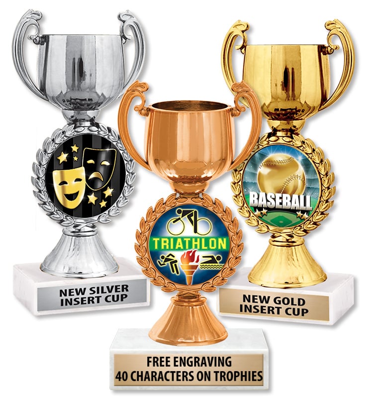 Gold, Silver, Bronze Chaplet Cup Trophies