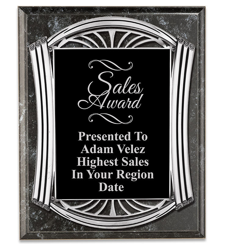 Roman Silver Black Marbleized Plaque