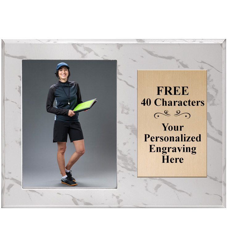 White Horizontal Team Photo Plaque