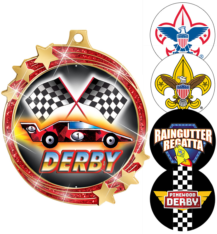 2 1/2" Red Glitter Shooting Star Medal