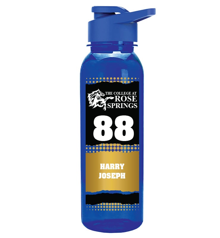 Blue School Spirit Water Bottle 24oz - Black Gold