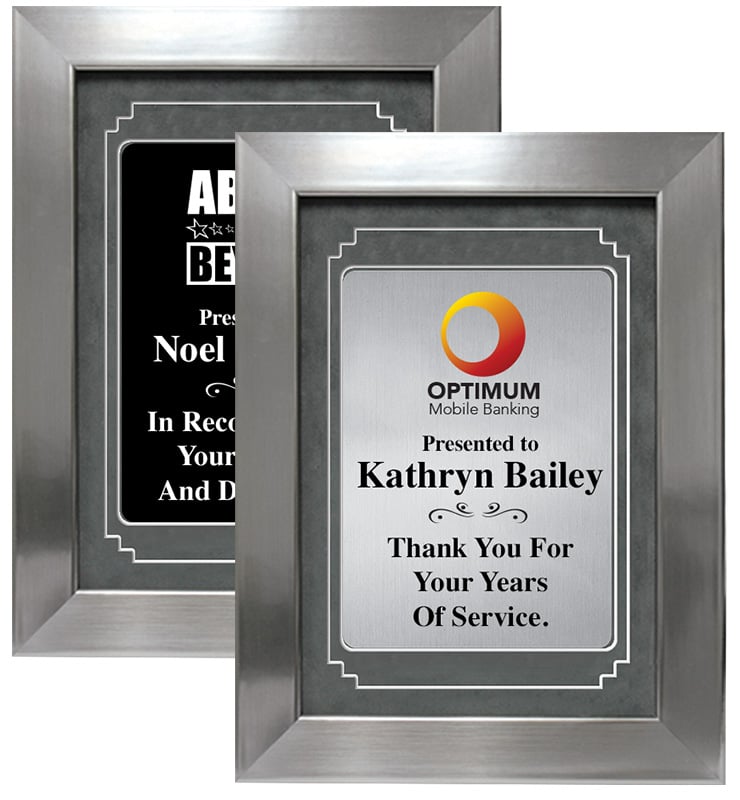 Premium Silver Frame Plaque With Black Or Silver Plate