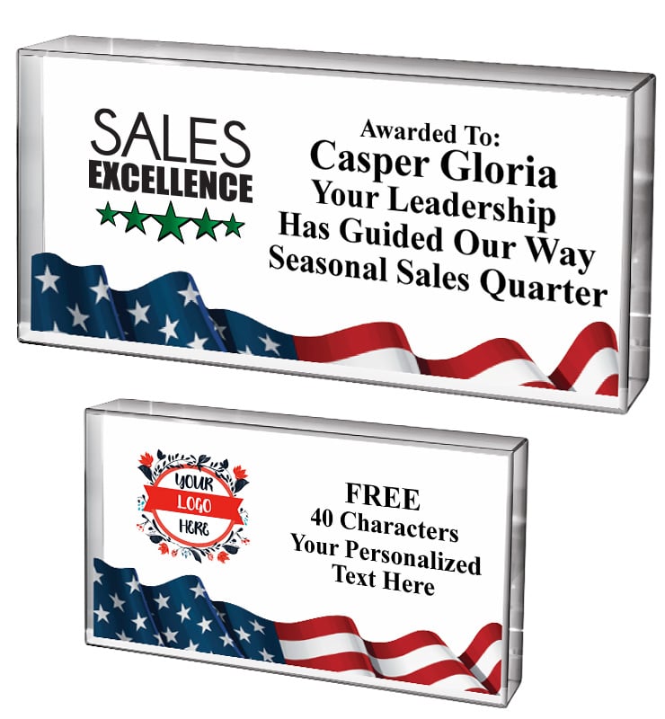 American Flag Horizontal Display Crystals