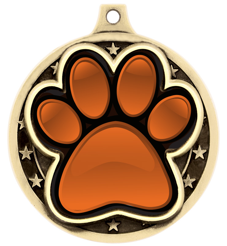 2" Orange Paw Print Medal