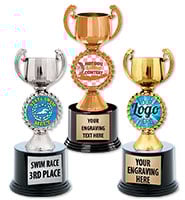 8 3/4" Gold, Silver, Bronze Chaplet Cup Deluxe Trophies