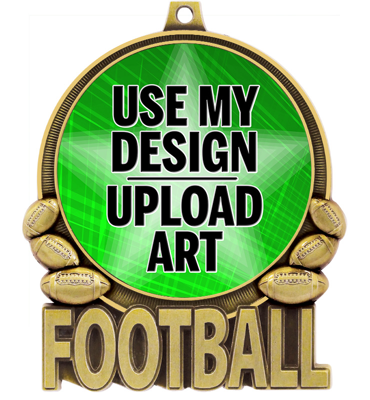 3" Football Double Action 2.0 Medals