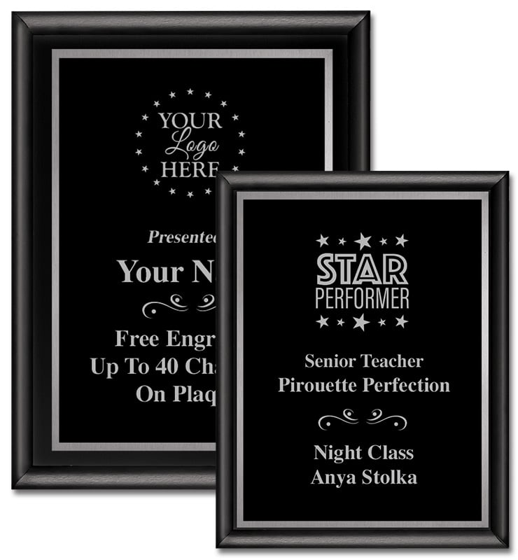 Classic Black Shiny Silver Border Vertical Plaques