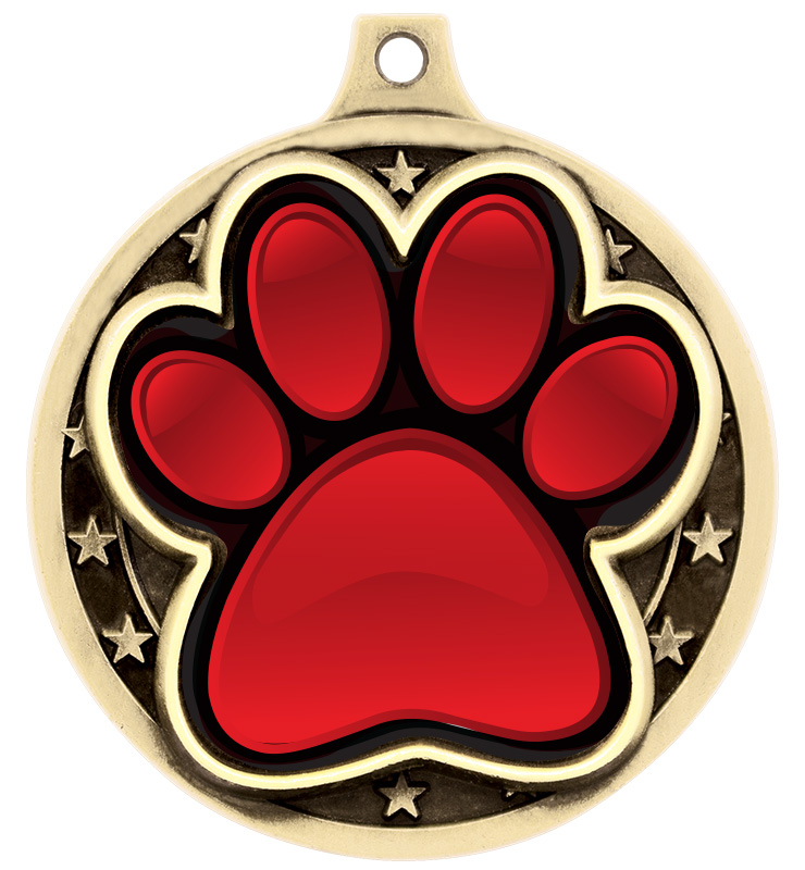 2" Red Paw Print Medal